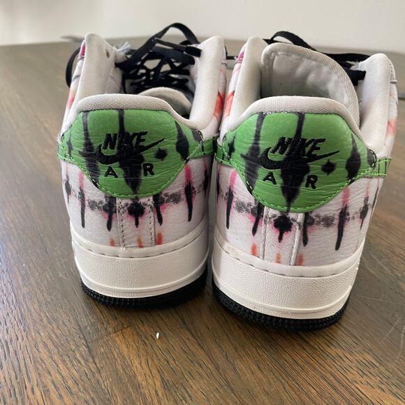 Nike Air Force 1 Low Tie Dye Men’s 9.5 Multicolor Green Pink Streetwear - Picture 10 of 14